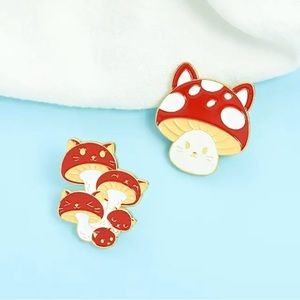 Cute Cat Face Mushrooms- Enamel Pins